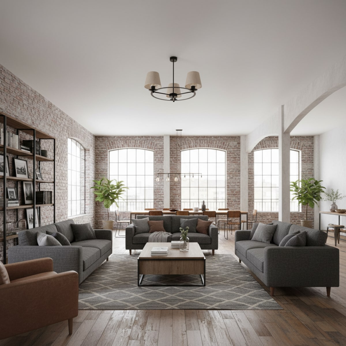 lampa wisząca 3-punktowa boho z abażurami z juty edylit czarna
