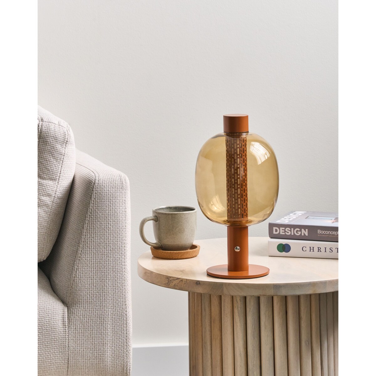 Bezprzewodowa lampa stołowa LED BOJO Ze ściemniaczem Metal Brązowy