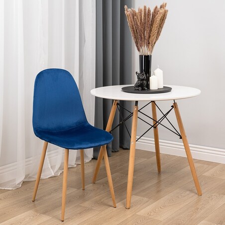 Krzesło tapicerowane welurowe do salonu jadalni jasne nogi