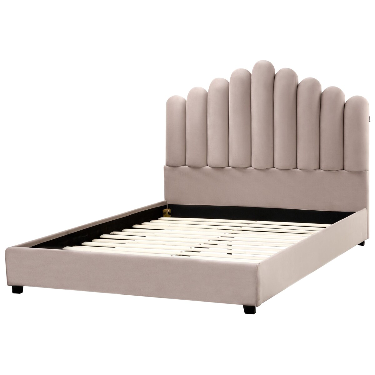 Łóżko Welur VINCENNES 140 x 200 cm Beżowoszary