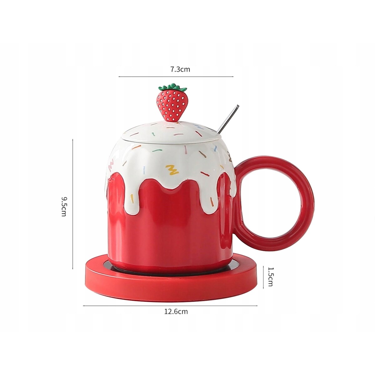 ZESTAW KUBEK Z PODGRZEWACZEM + Łyżka + Kabel USB PREZENT KUBEK ŚWIĄTECZNY