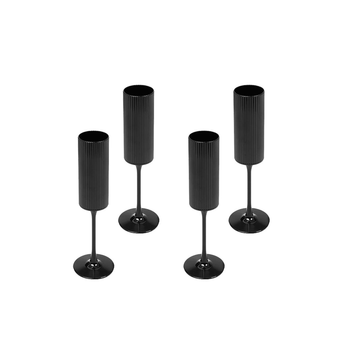 Komplet 4 kieliszków do szampana SHP CURLY czarne