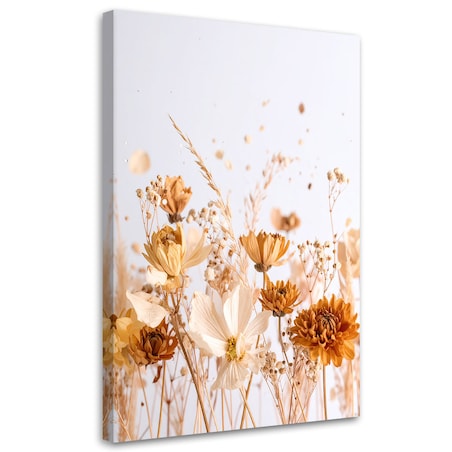 Obraz do salonu jadalni, Kwiaty polne w beżu natura 80x120
