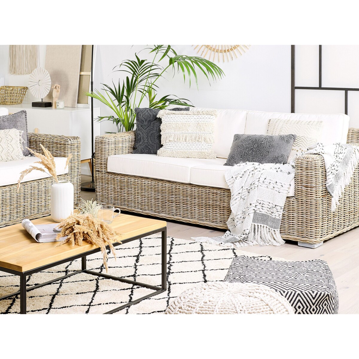 Zestaw ogrodowy dla 4 osób ARDEA Rattan Jasnobrązowy