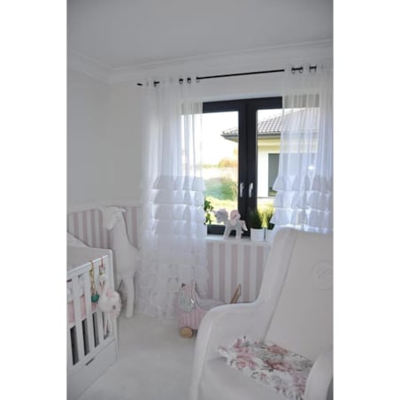 Firana "half" z falbanami od dołu | 140x250 taśma | biała