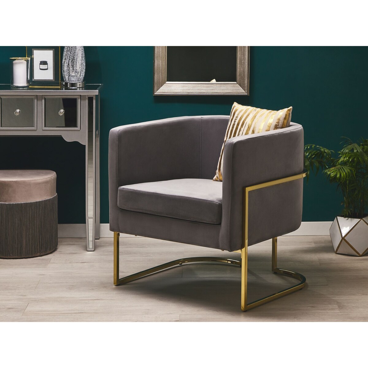 Fotel welurowy szary SIRKKA