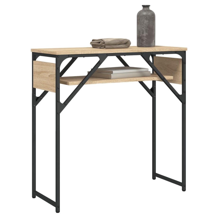 vidaXL Stolik konsolowy z półką, kolor dąb sonoma, 75x30x75 cm