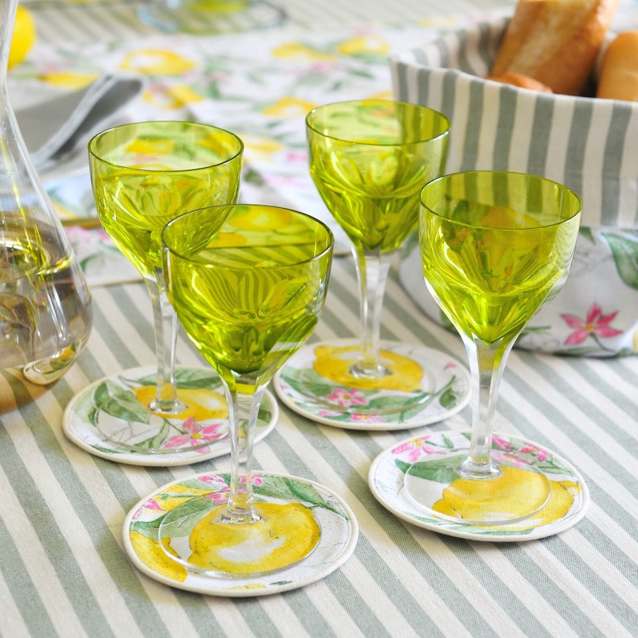 Mini podkładki dwustronne z motywem cytryn Lemonade & Stripes – komplet 4 szt.