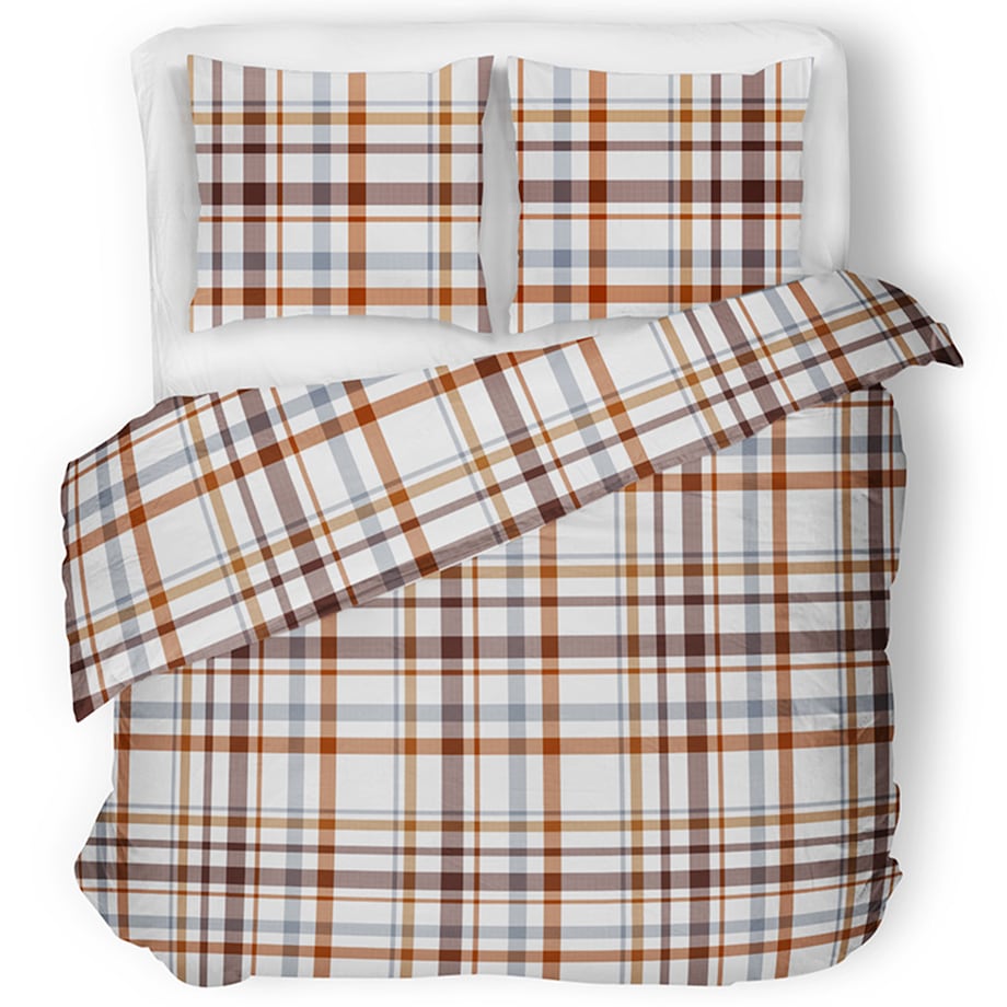 KOBES komplet bawełnianej pościeli, w kratę, 160x200
