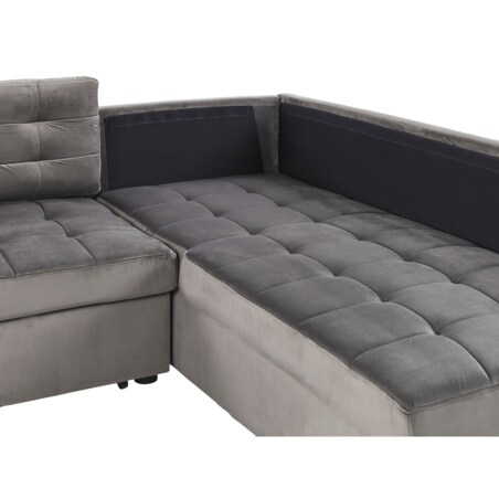 Narożnik welurowy lewostronny rozkładany szary VARNAMO