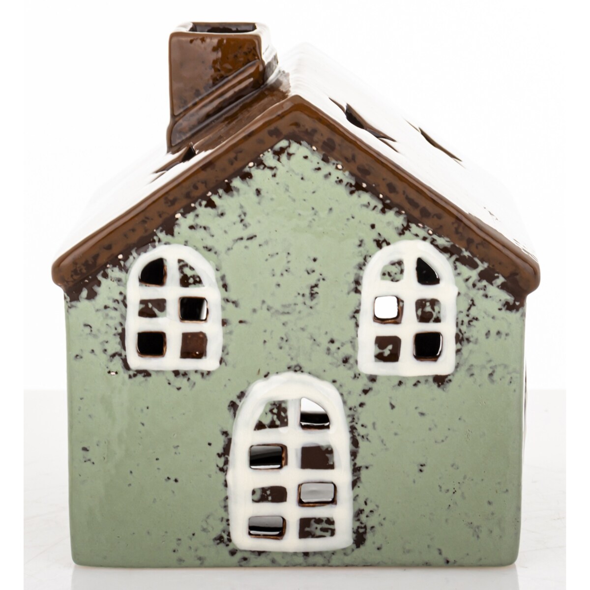 Domek kamionkowy na tea-lighty 13,x11,5x11 cm RUFI niski