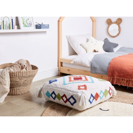 Poduszka podłogowa bawełniana 55 x 55 x 20 cm biała SEERANI