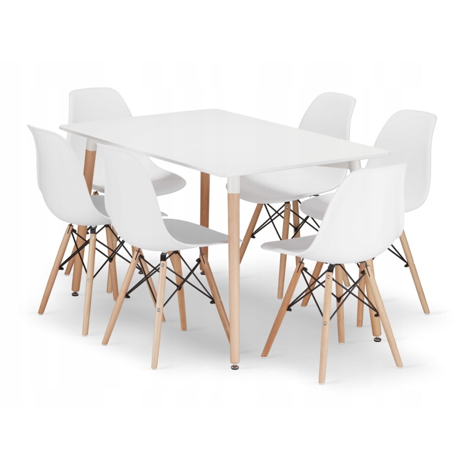 Zestaw Stół Do Jadalni Kuchni Salonu Biura Prostokątny Adria 120X80 Biały + 6 Krzeseł Osaka Białe