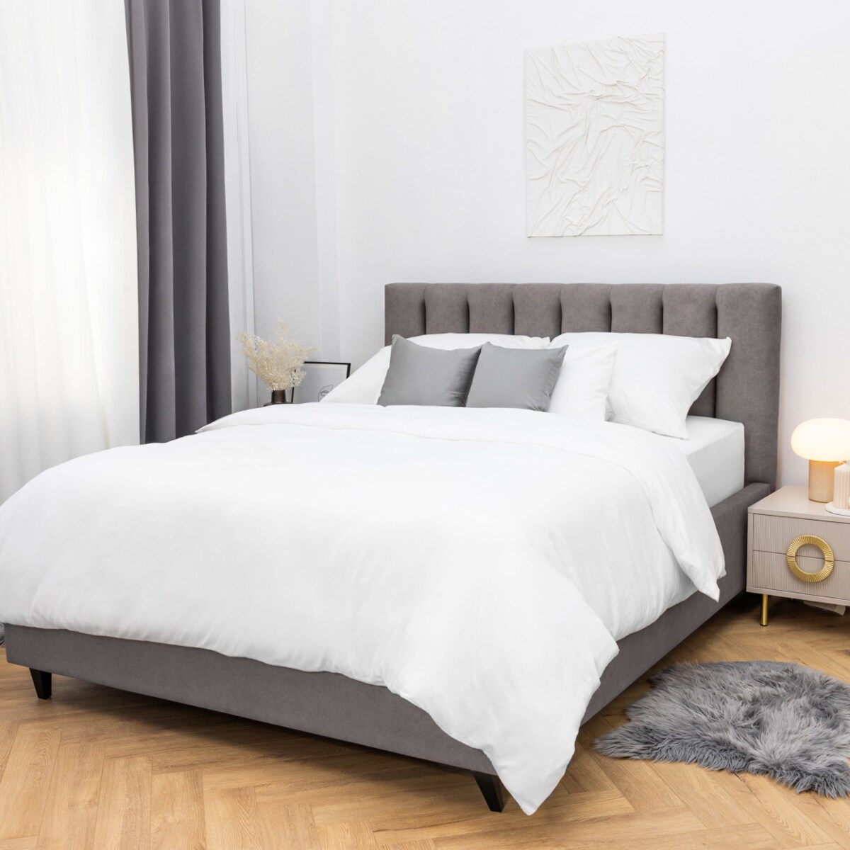 Komplet pościeli 160x200 satyna bawełniana pościel biała PAN MATERAC