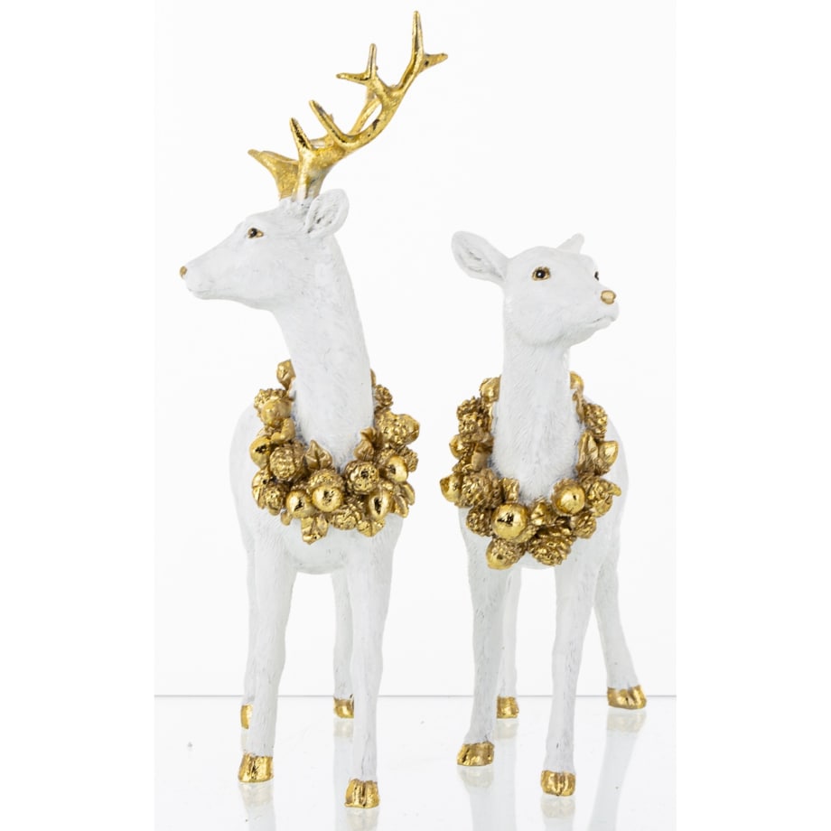 Figurka - para jeleń i łania 22x117x8 cm i 17x18x5 cm