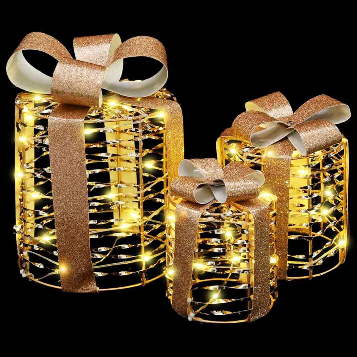 vidaXL Dekoracja Pudełka Prezentowego 3 pcs Ciepła biel PET