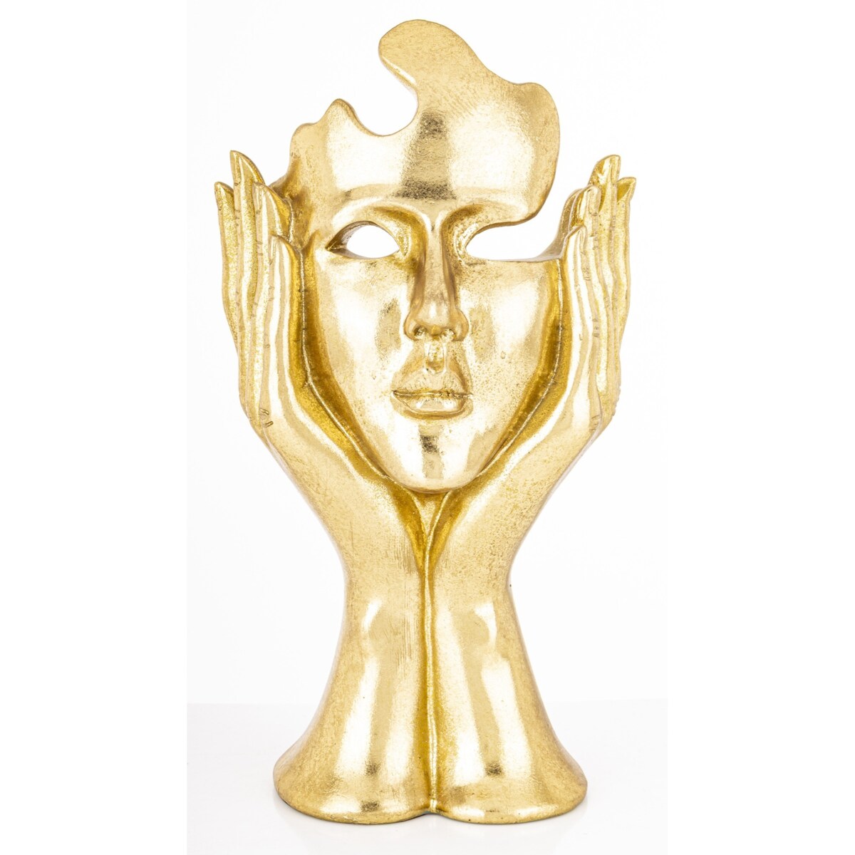 Dekoracja złota maska w kobiecych rękach 30x16x12 ASPETTO
