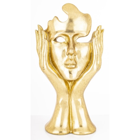 Dekoracja złota maska w kobiecych rękach 30x16x12 ASPETTO