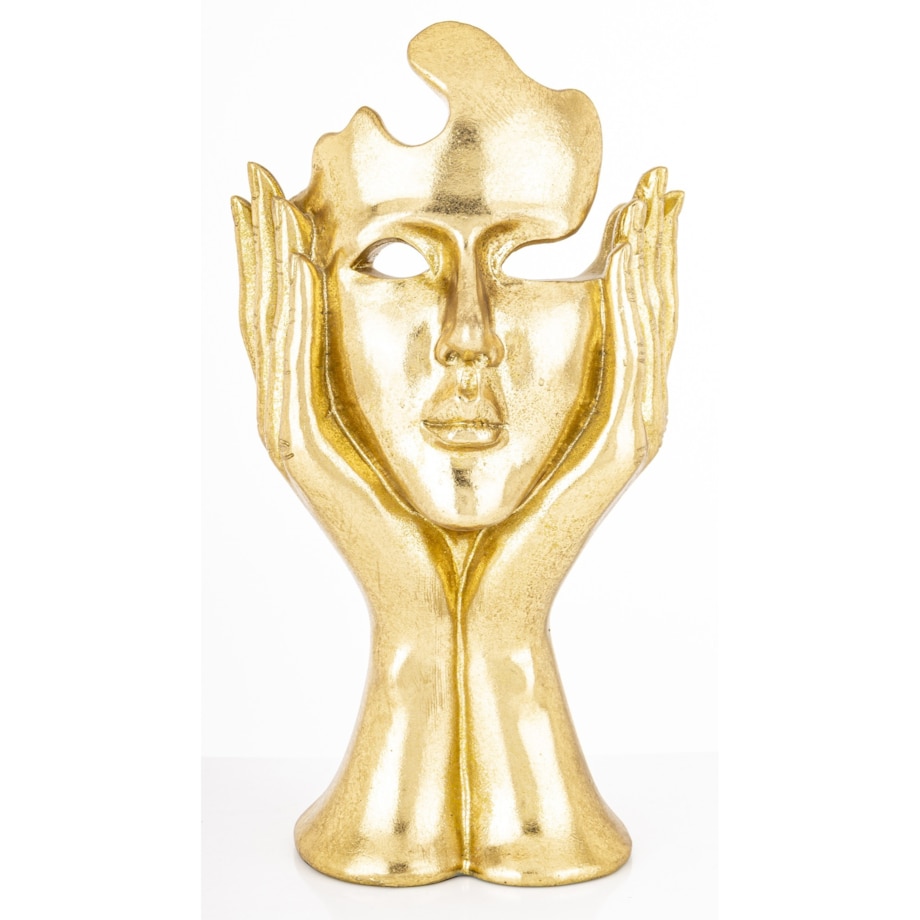 Dekoracja złota maska w kobiecych rękach 30x16x12 ASPETTO
