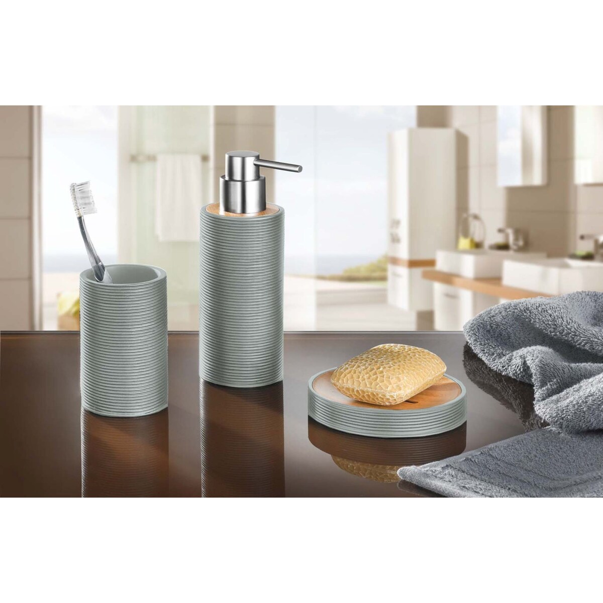 Kleine Wolke Kyoto Szczotka WC ze stojakiem szary