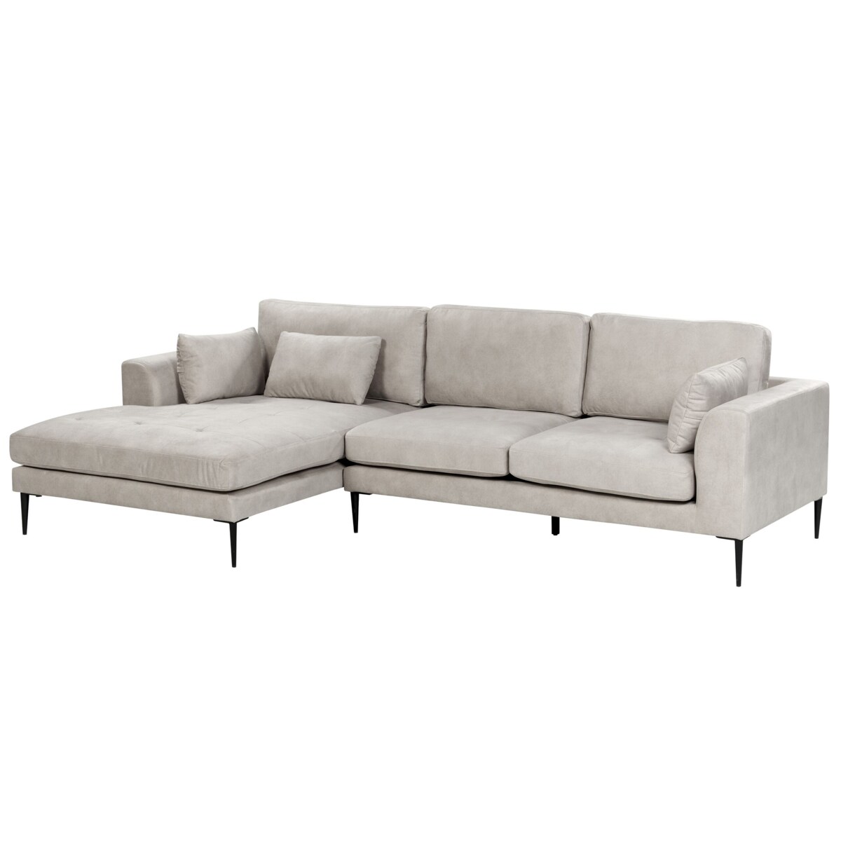 Narożnik welurowy prawostronny jasnoszary FLAM