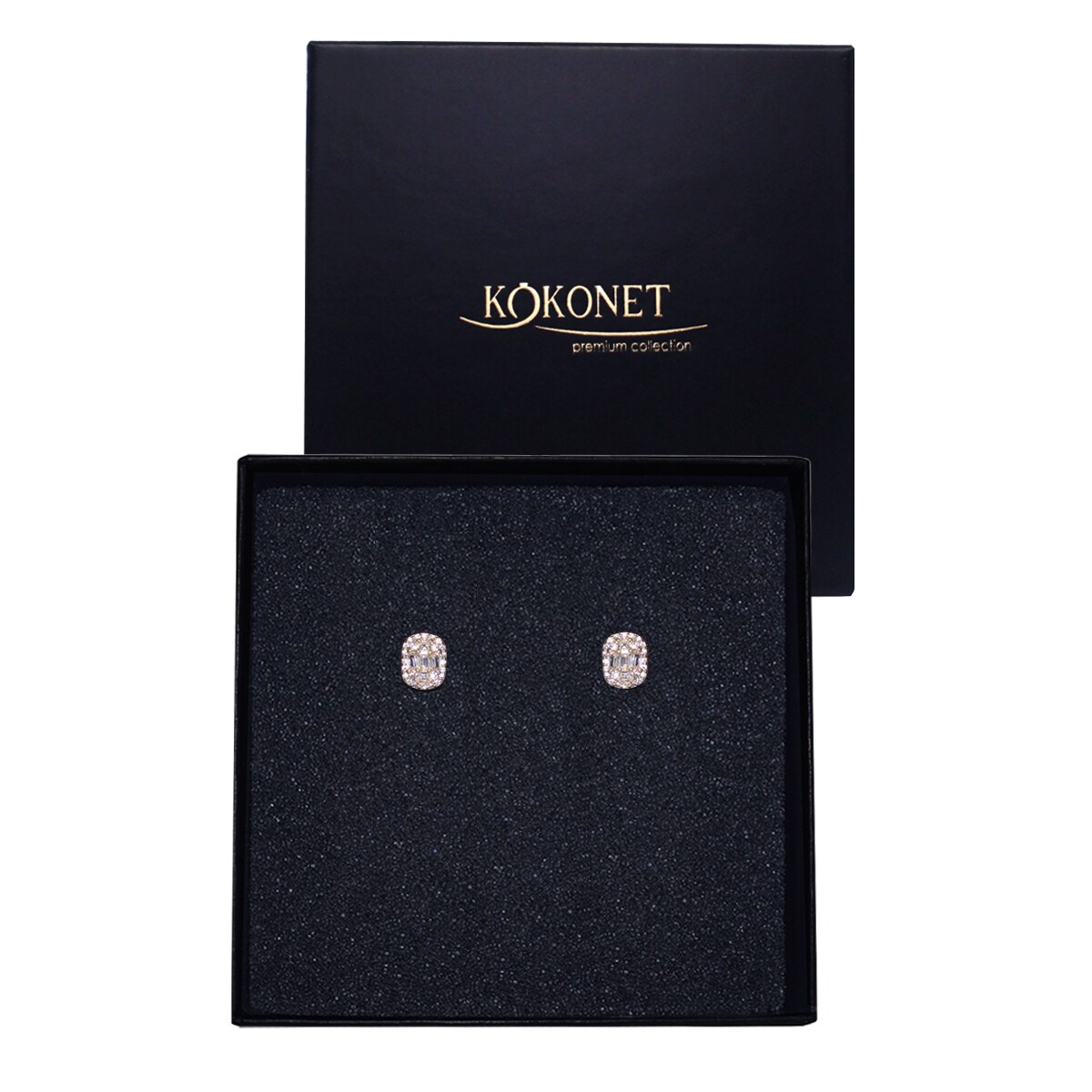 Kolczyki ślubne Pozłacane ślub z cyrkoniami geometryczne kwadraty lśniące