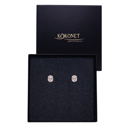 Kolczyki ślubne Pozłacane ślub z cyrkoniami geometryczne kwadraty lśniące