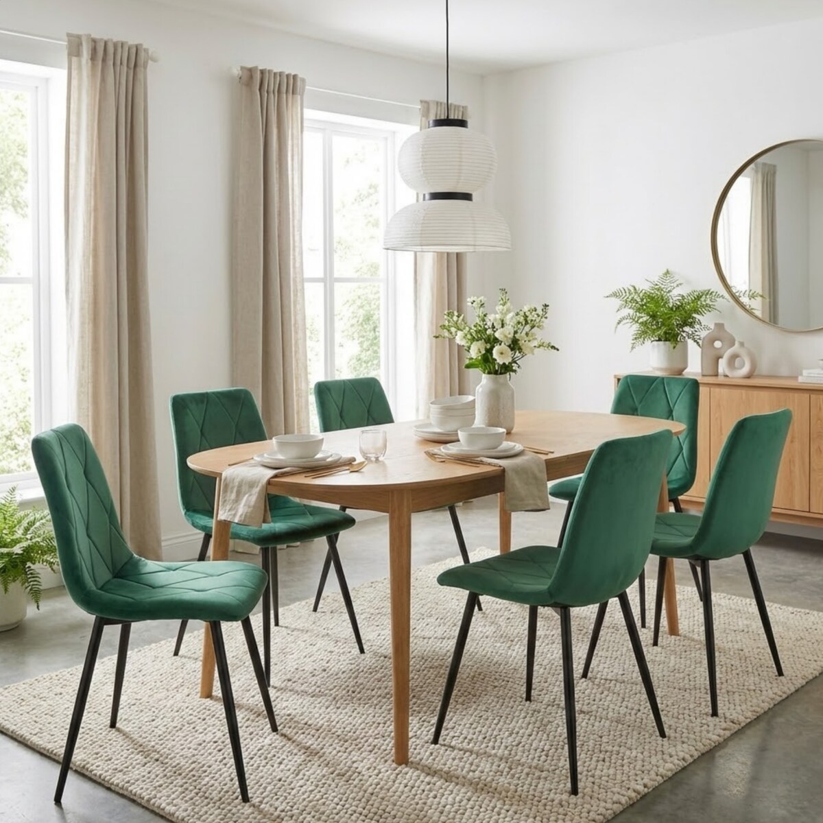 Krzesło tapicerowane welurowe pikowane zielone do salonu jadalni