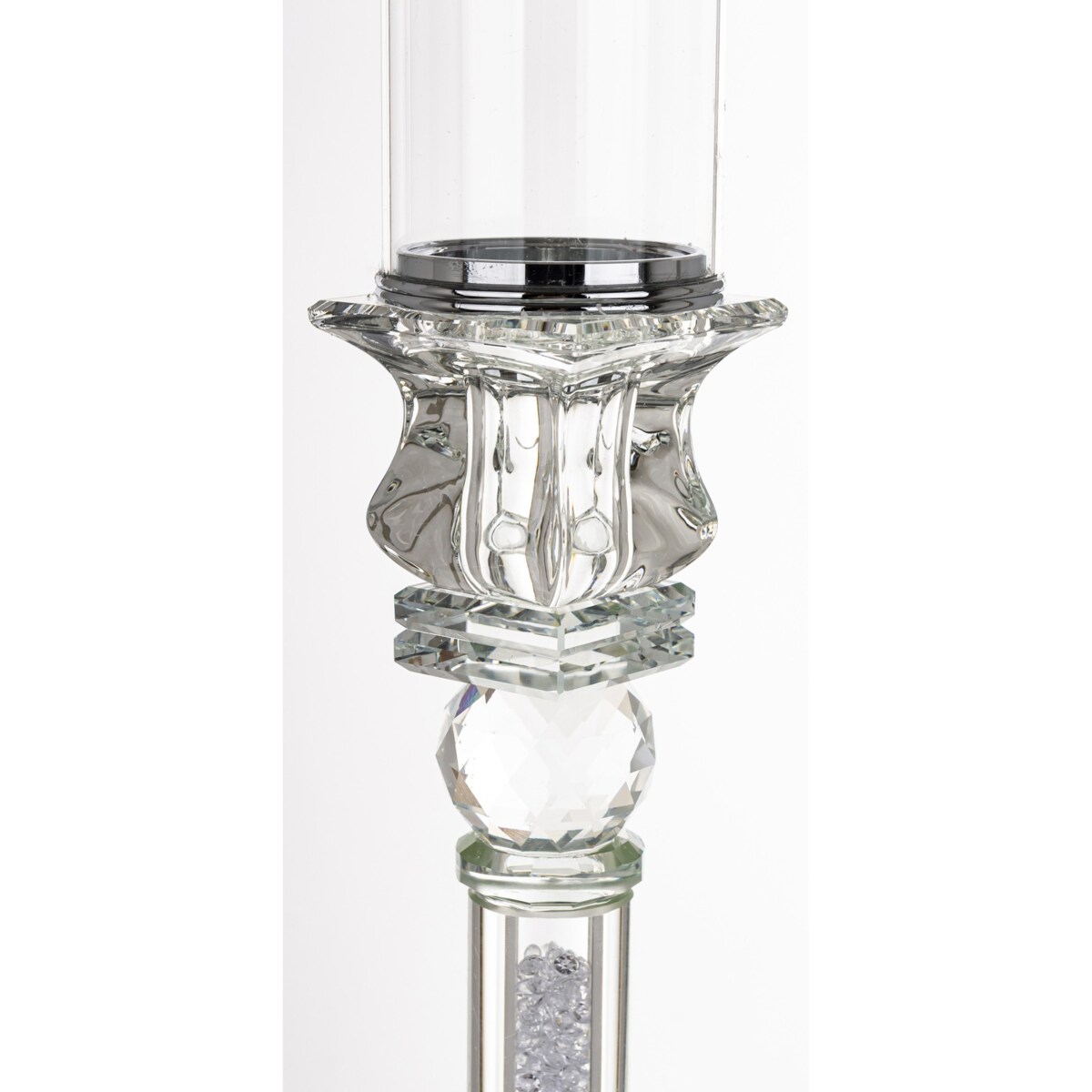 Świecznik szklany na 1 świecę z kloszem 81x9x9 cm RURKA biały medium