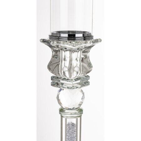 Świecznik szklany na 1 świecę z kloszem 81x9x9 cm RURKA biały medium