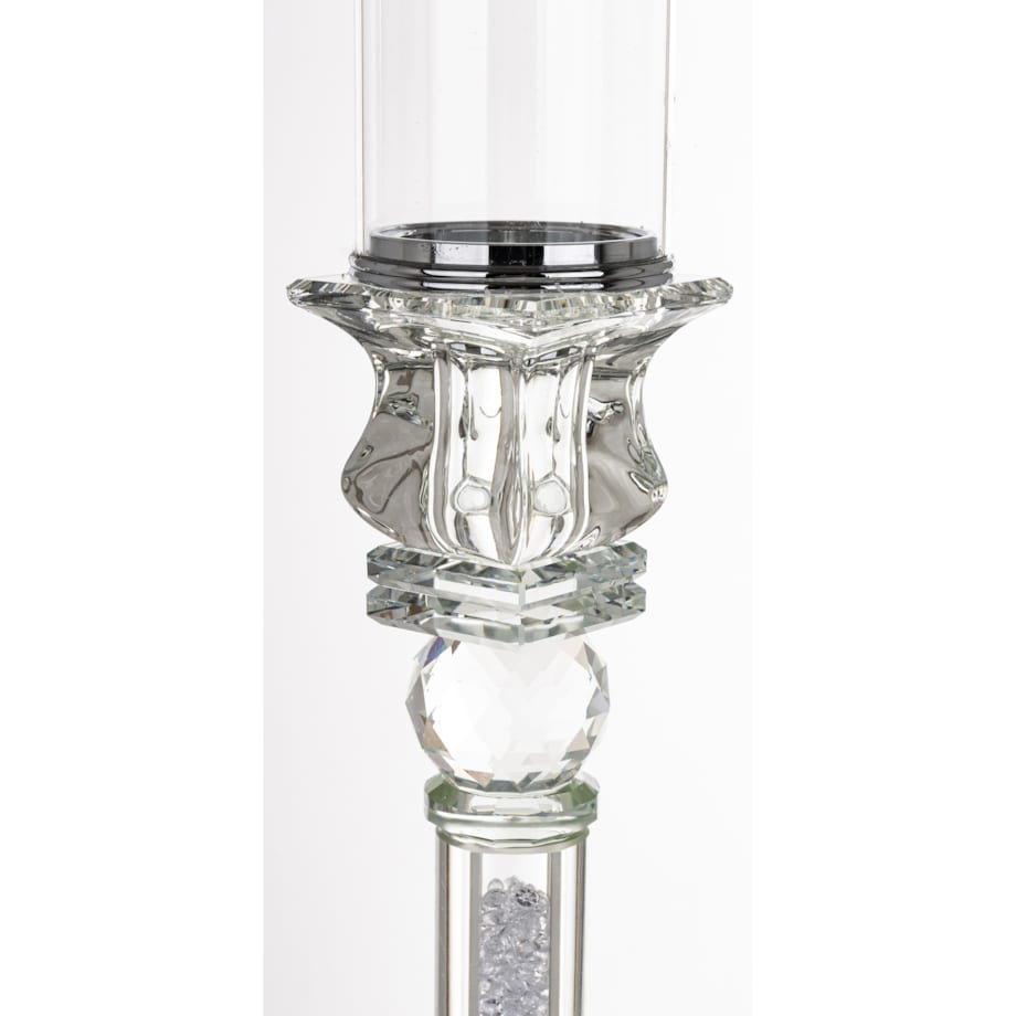 Świecznik szklany na 1 świecę z kloszem 81x9x9 cm RURKA biały medium