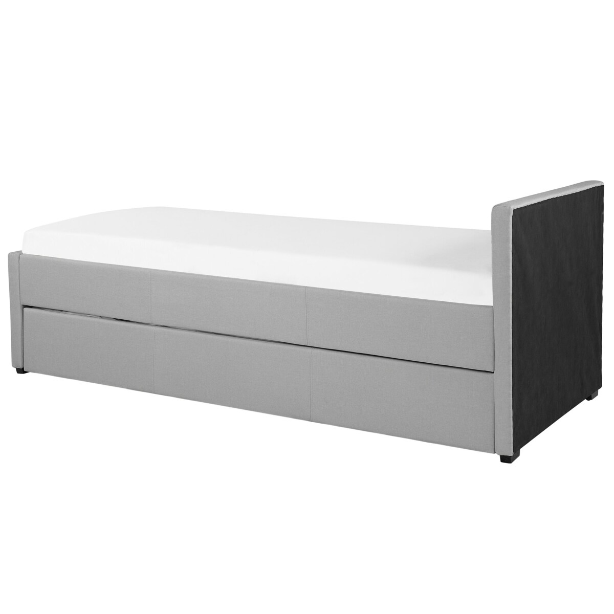 Łóżko wysuwane tapicerowane 90 x 200 cm jasnoszare MARMANDE