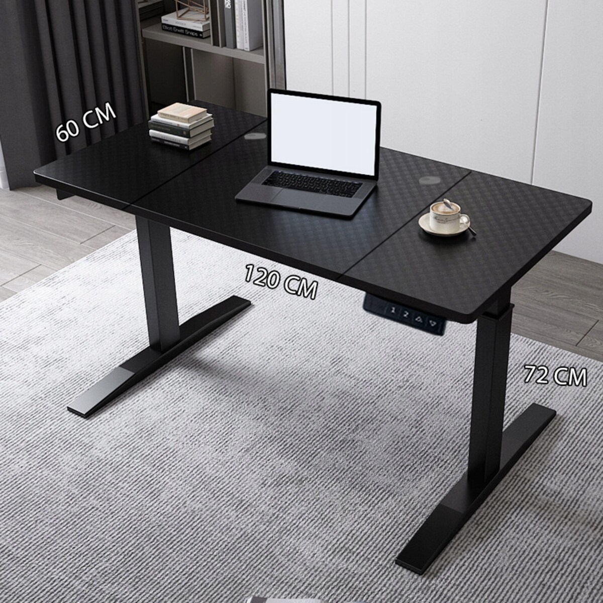Biurko Elektryczne Podnoszone Czarne 120 cm Regulowane Wysokości 72-118 cm