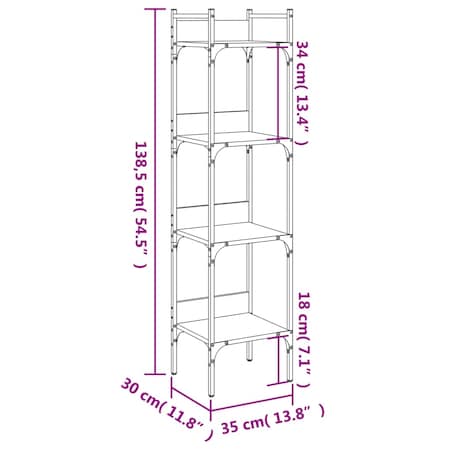 vidaXL 4-poziomowy regał na książki, czarny, 35x30x138,5 cm