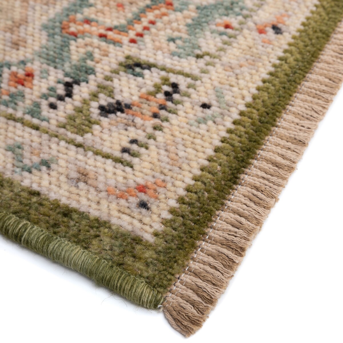 Dywan Wełniany Royal Wool 160x220 cm z frędzlami klasyk zielony