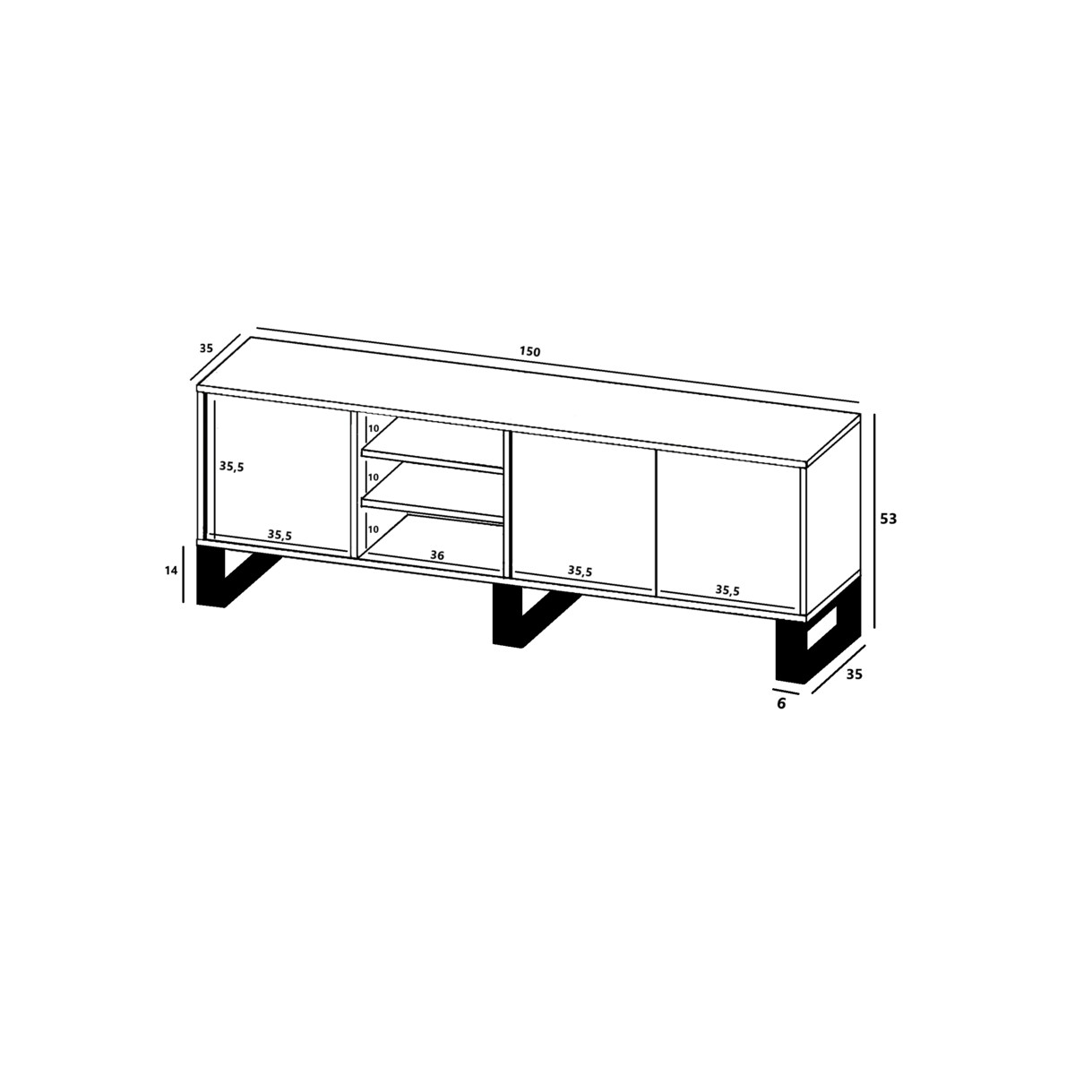 Nowoczesna Szafka RTV Loft Komoda RTV Loft 150 cm Dąb Wotan Biały MAT