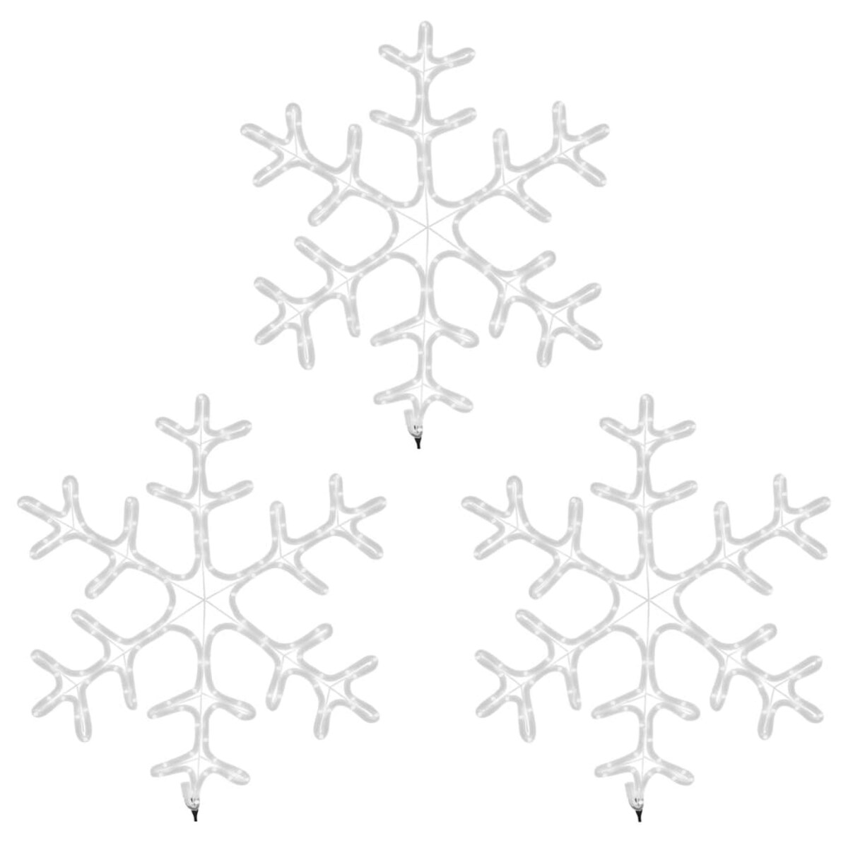 vidaXL Ozdobne śnieżynki, ciepłe białe światło LED, 3 szt., 59x59 cm