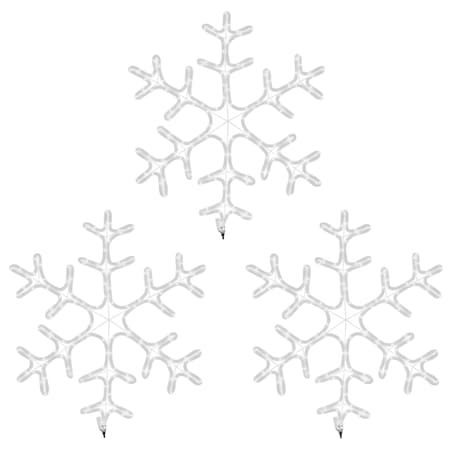 vidaXL Ozdobne śnieżynki, ciepłe białe światło LED, 3 szt., 59x59 cm