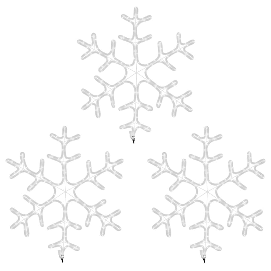 vidaXL Ozdobne śnieżynki, ciepłe białe światło LED, 3 szt., 59x59 cm