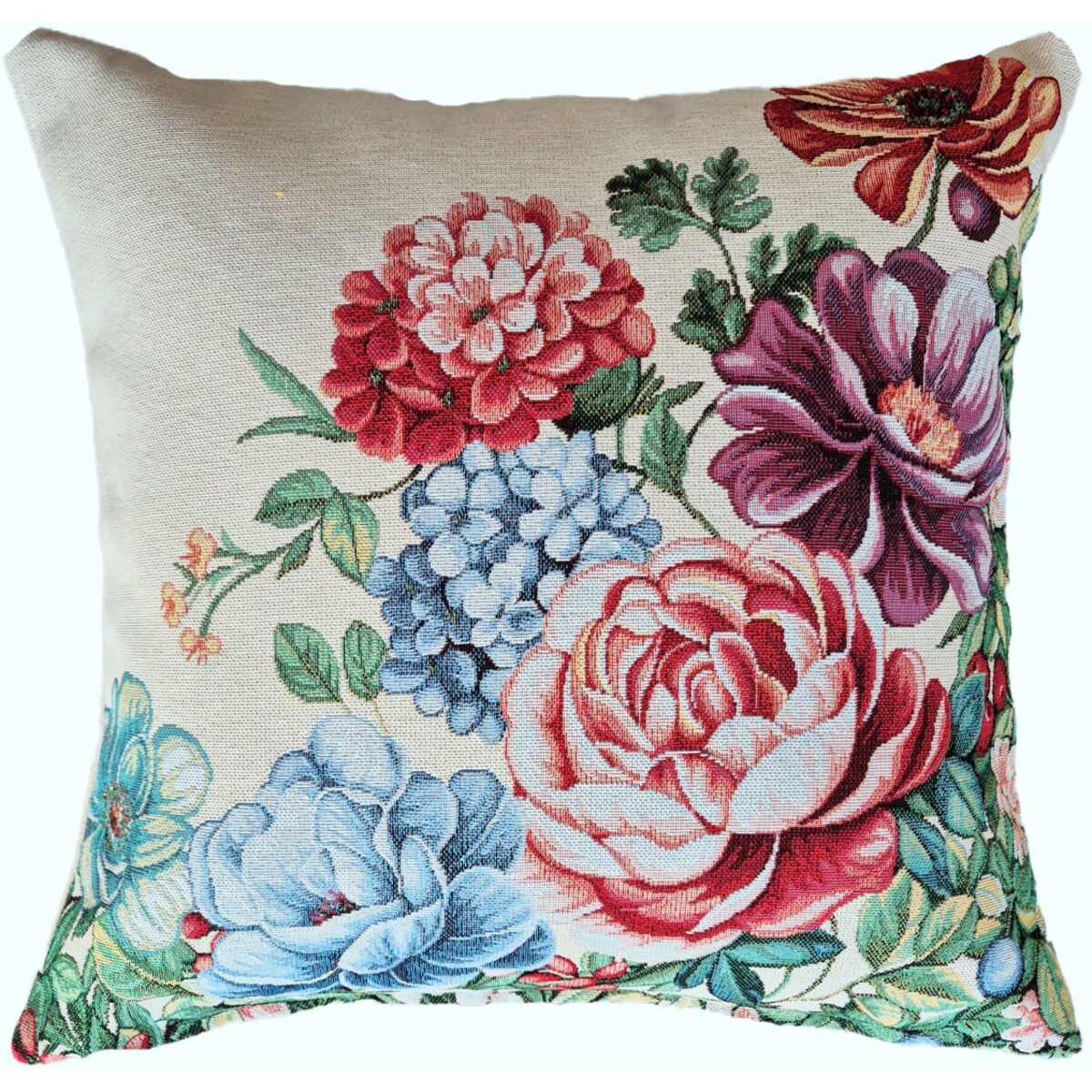 Poszewka Na Poduszkę 45X45 Cm Jasiek Żakardowa Kwiaty