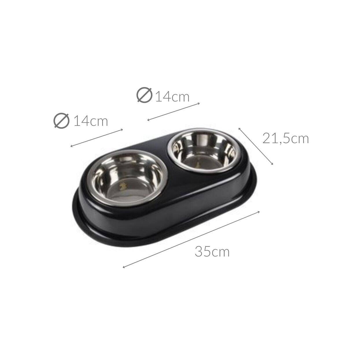 Miska na karmę dla psa podwójna, stal nierdzewna, Ø 14 cm