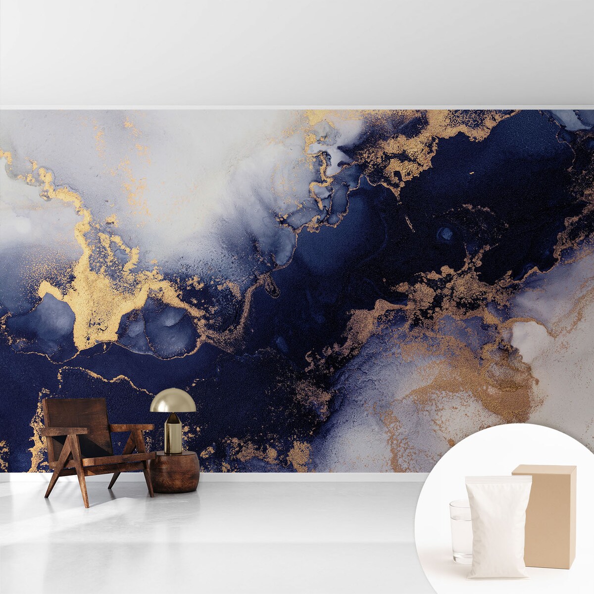 Fototapeta flizelinowa 416x254 cm - Granatowe fale, tapeta ścienna granatowa