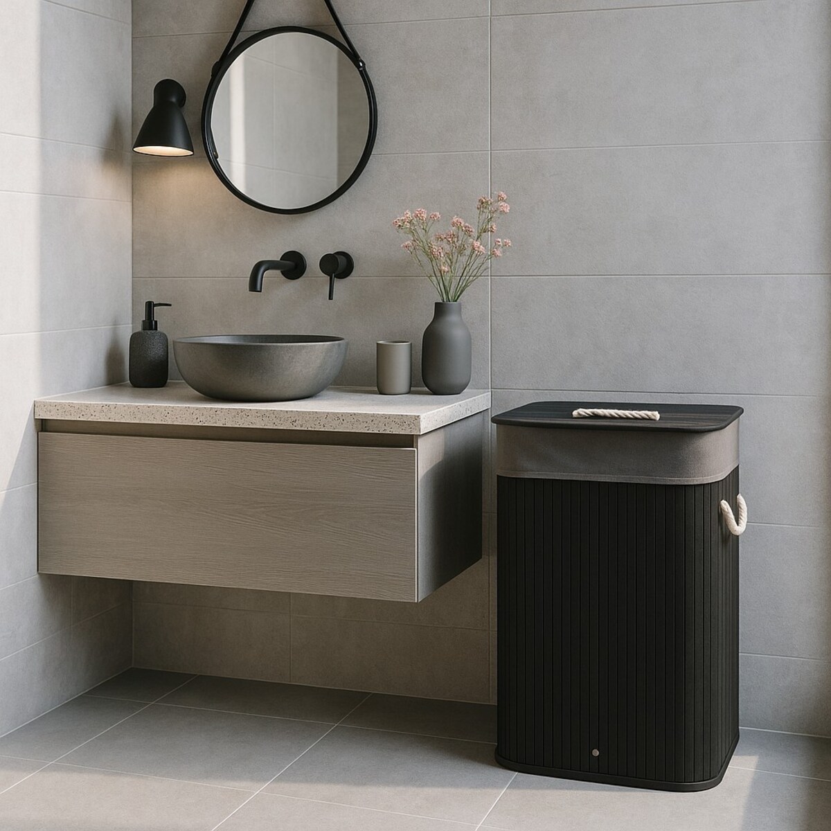 Kosz na pranie 60x42x32 cm 80 litrów LAVAGG czarny