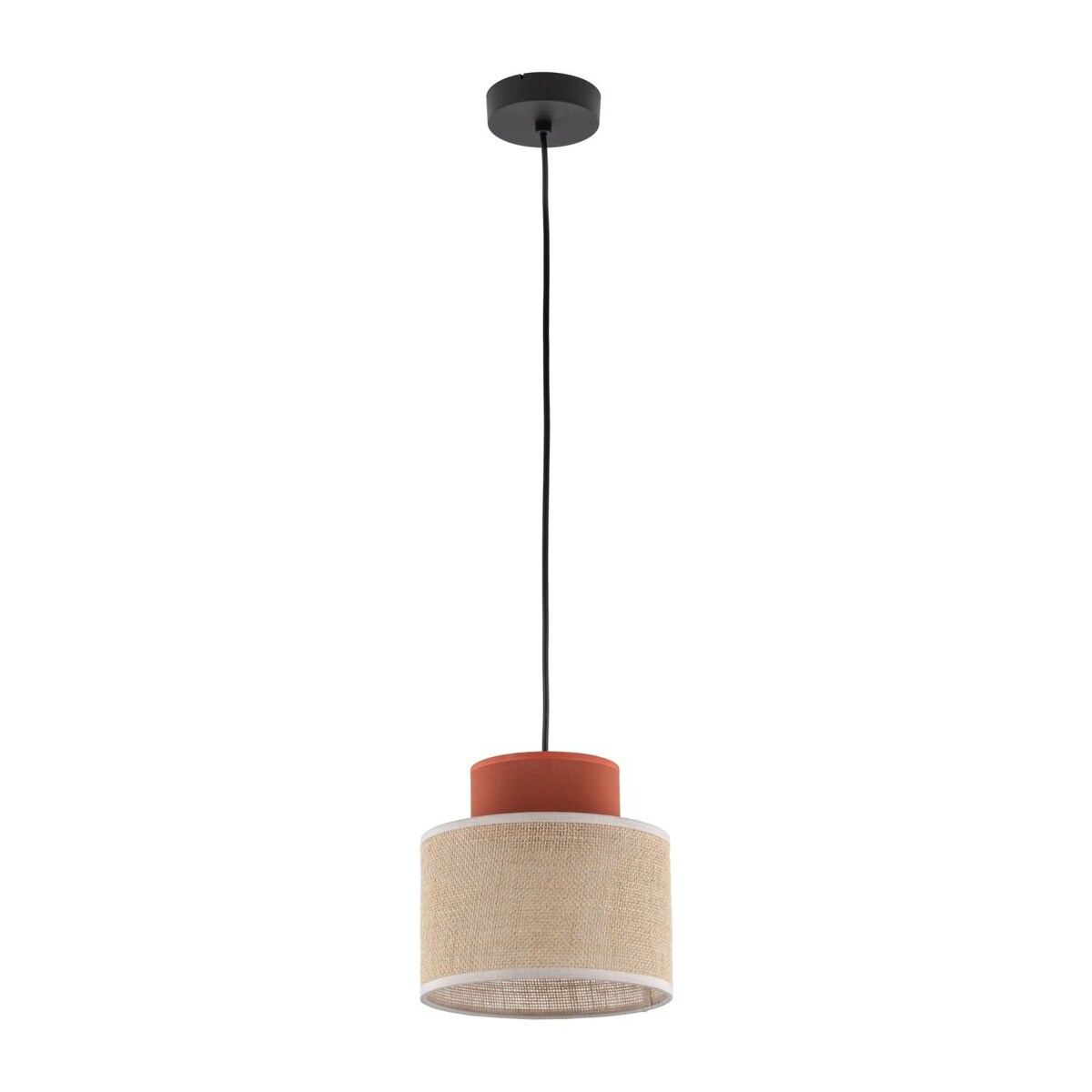 Lampa wisząca TK Lighting DUO JUTA BROWN 2785 czarno-beżowa E27 regulowana, jutowy klosz do salonu i jadalni