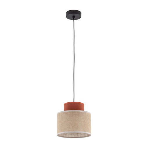 Lampa wisząca TK Lighting DUO JUTA BROWN 2785 czarno-beżowa E27 regulowana, jutowy klosz do salonu i jadalni