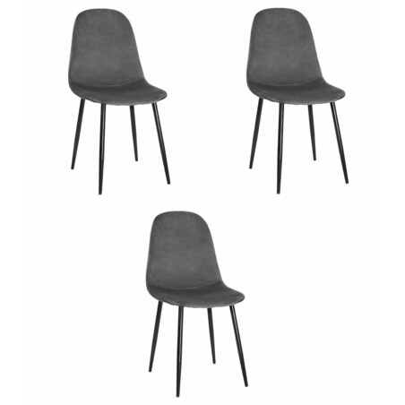 Krzesło Do Jadalni Kuchni Salonu Como - Ciemny Szary Aksamit X 3