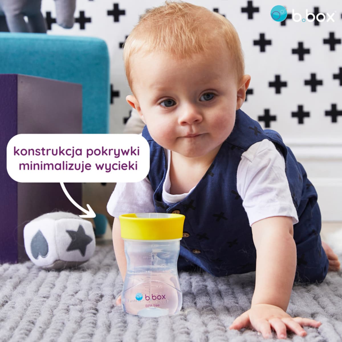 Kubek treningowy do nauki picia dla dziecka 12m+ różowy 240 ml b.box