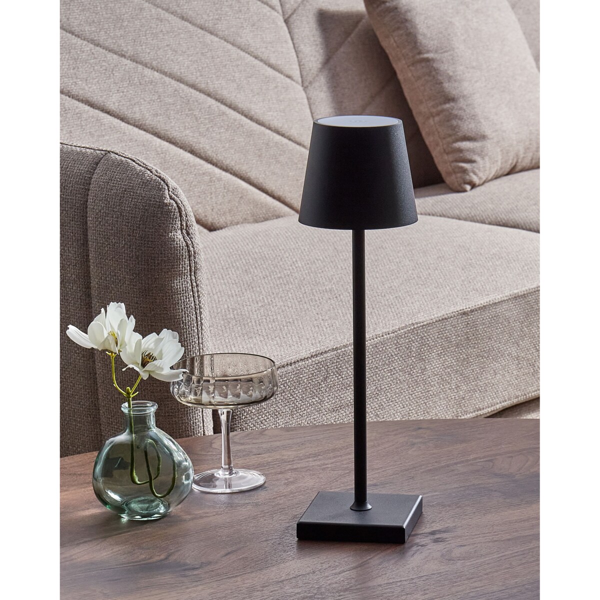 Bezprzewodowa lampa stołowa metalowa czarna BACEIRO