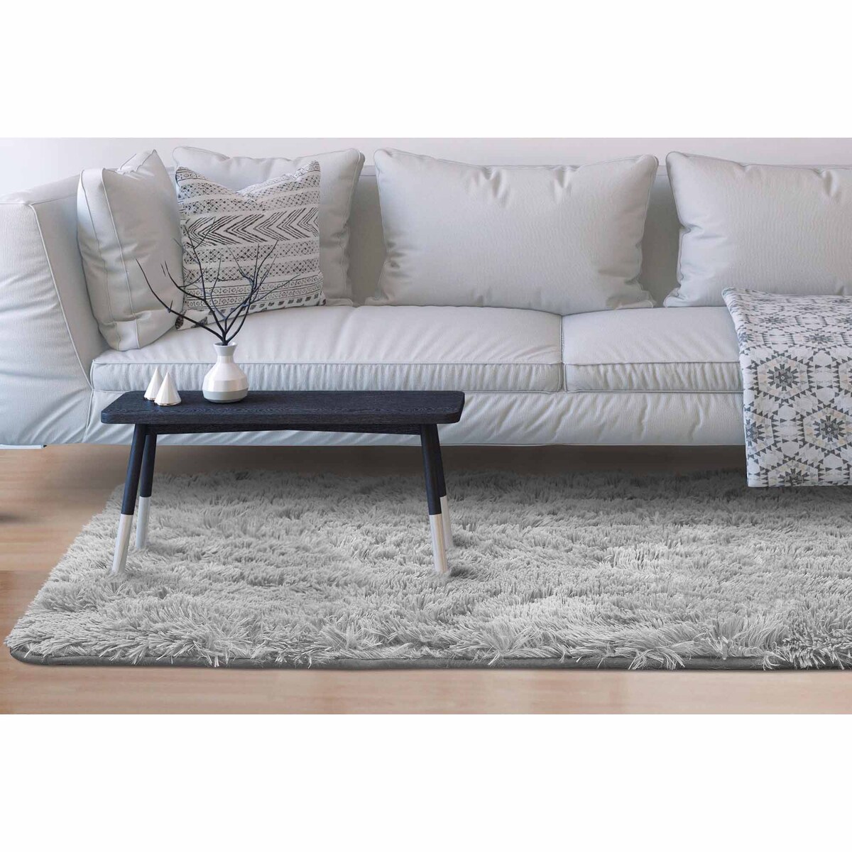 Dywan Shaggy Futrzany Pluszowy Antypoślizgowy Do Salonu Pokoju 120X160 Cm