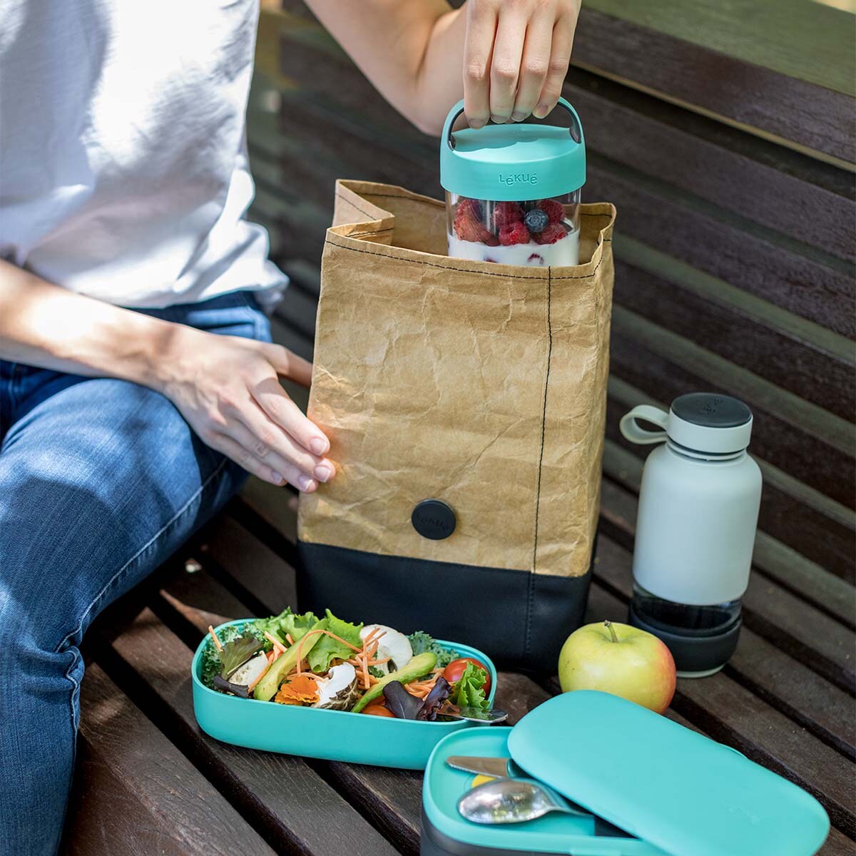 Torba lunchowa termiczna TO GO - brązowa / Lekue